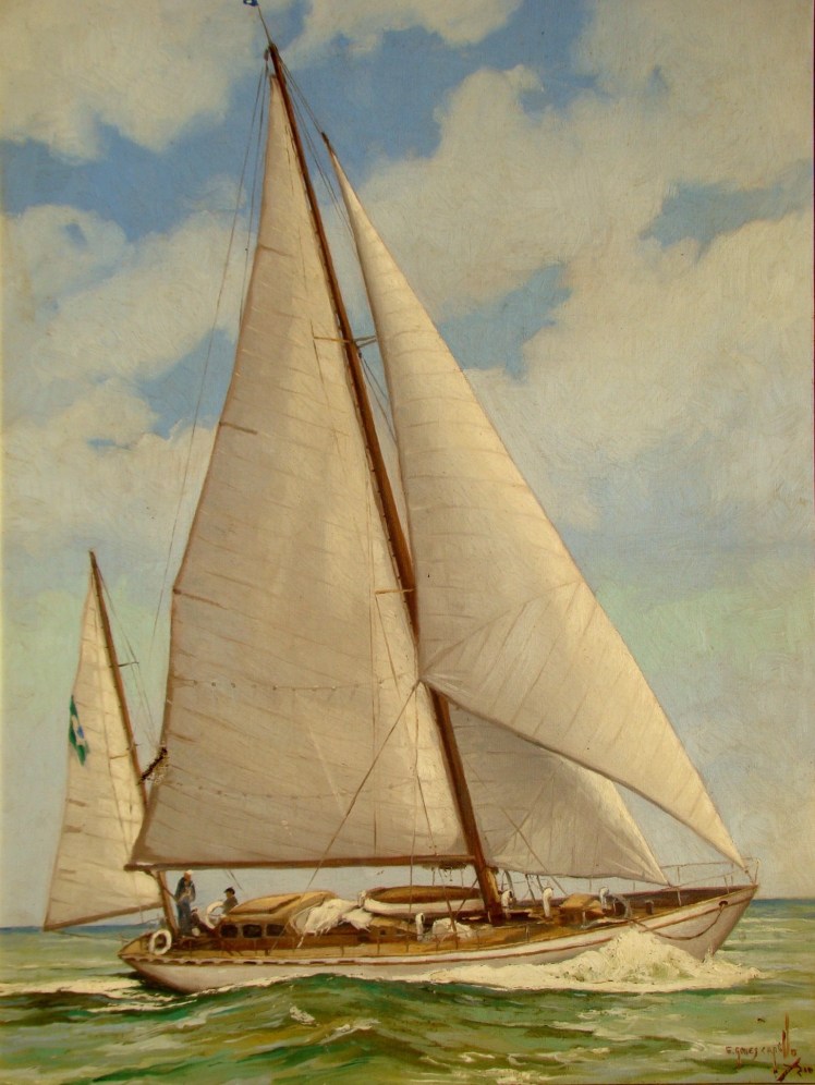 Vendaval 19950 - Quadro do artista Edy Gomes Carollo pendurando na sala da Comodoria do Rio Grande Yacht Club
